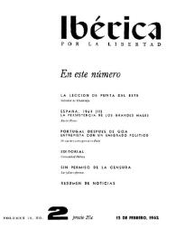 Ibérica por la libertad. Volumen 10, Nº 2, 15 de febrero de 1962 | Biblioteca Virtual Miguel de Cervantes