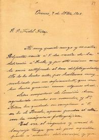 Carta de M. Macías a F. Fita sobre algunas inscripciones halladas en la muralla de Astorga. Le remite tres fotografías y dos dibujos. / Ayuntamiento de Astorga | Biblioteca Virtual Miguel de Cervantes