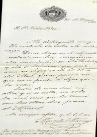 Carta de M. Macías a F. Fita comunicándole que le ha envíado "las fotografías de las dos inscripciones descubiertas" y le adjunta la carta que le han remitido de Guinzo sobre el lugar del hallazgo. No está adjunta / Comisión de Monumentos Histórico - Artísticos de Orense | Biblioteca Virtual Miguel de Cervantes