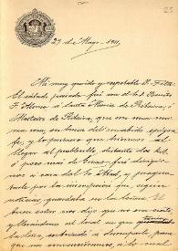 Carta de M. Macías a F. Fita comunicándole que ha recibido el volante adjunto sobre la inscripción de Mosteiro de Riveira. También se adjunta la carta del Sr. Recaredo Morenza, Alcalde de Ginzo a su primo Emilio Morenzas,sobre el mismo asunto / Museo de la Comisión de Monumentos Histórico - Artísticos de Orense | Biblioteca Virtual Miguel de Cervantes