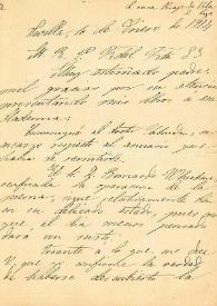 Carta de Manuel Serrano a F. Fita confirmando que la inscripción de Matidia que se conserva en el Museo Whishaw se encontró en la cuesta del Rosario de Sevilla en excavavciones en 1912 junto con otros objetos que están en el mismo museo / Museo Whishaw; Academia de la Historia (correspondientes) | Biblioteca Virtual Miguel de Cervantes