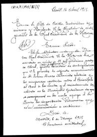 Minuta de oficio en la que se solicita informe de la Comisión de Antigüedades de la Real Academia de la Historia acerca de la comunicación de Julián Zuazo Palacios en la que señala la semejanza entre los cinocéfalos hallados en Cádiz y el cerro de los Santos | Biblioteca Virtual Miguel de Cervantes