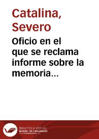 Oficio en el que se reclama informe sobre la memoria acerca de los monasterios de Monte Aragón, Sijena e iglesia de Alquezar. | Biblioteca Virtual Miguel de Cervantes