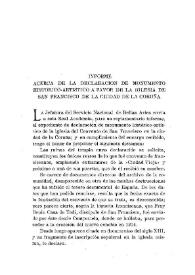 Informe acerca de la declaración de Monumento Histórico-Artístico a favor de la Iglesia de San Francisco de la Ciudad de La Coruña / M. López Otero | Biblioteca Virtual Miguel de Cervantes