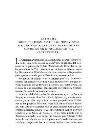 Informe sobre inclusión entre los Monumentos Histórico-Artísticos de la Iglesia de San Bartolomé de Rebordanes en Tuy (Pontevedra) / F. J. Sánchez Cantón | Biblioteca Virtual Miguel de Cervantes