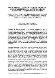 Érase una vez.... Una constitución universal. Especial referencia a la proyección en Europa de la Constitución de Cádiz = Once upon a time.... An universal constitution. Special reference to the projection of the Constitution of Cádiz in Europe / Esther González Hernández | Biblioteca Virtual Miguel de Cervantes