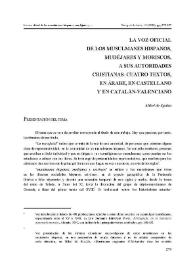 La voz oficial de los musulmanes hispanos, mudéjares y moriscos, a sus autoridades critianas: cuatro textos, en árabe, en castellano y en catalán-valenciano / Míkel de Epalza | Biblioteca Virtual Miguel de Cervantes