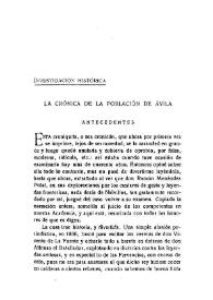 La crónica de la población de Ávila : antecedentes / Manuel Gómez-Moreno | Biblioteca Virtual Miguel de Cervantes