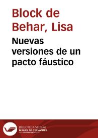 Nuevas versiones de un pacto fáustico / Lisa Block de Behar | Biblioteca Virtual Miguel de Cervantes