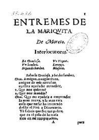 Entremes de la mariquita / De Don Agustín Moreto | Biblioteca Virtual Miguel de Cervantes