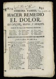 Comedia famosa. Hacer remedio el dolor / De Cancer, Matos, y Moreto | Biblioteca Virtual Miguel de Cervantes