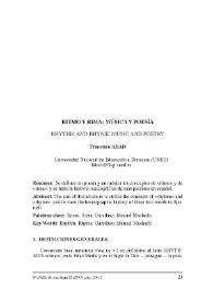 Ritmo y rima : música y poesía = Rhythm and Rhyme: Music and Poetry / Francisco Abad | Biblioteca Virtual Miguel de Cervantes