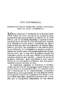 Nota bibliográfica  : Ministerio de Asuntos Exteriores. Escuela Diplomática : Curso de 1943-1944. Conferencias / F. de Llanos y Torriglia | Biblioteca Virtual Miguel de Cervantes