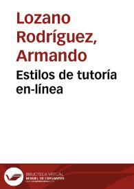 Estilos de tutoría en-línea | Biblioteca Virtual Miguel de Cervantes