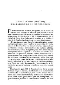 Ciudad de Ibiza (Baleares). Tratamiento de excelencia / Agustín González de Amezúa | Biblioteca Virtual Miguel de Cervantes