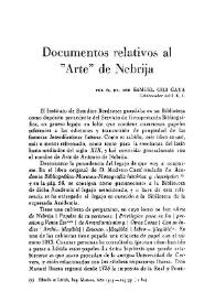 Documentos relativos al "Arte" de Nebrija / Samuel Gili Gaya | Biblioteca Virtual Miguel de Cervantes