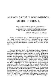 Nuevos datos y documentos sobre Nebrija / Félix G. Olmedo | Biblioteca Virtual Miguel de Cervantes