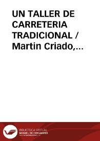 UN TALLER DE CARRETERIA TRADICIONAL / Martin Criado, Arturo | Biblioteca Virtual Miguel de Cervantes