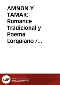 AMNON Y TAMAR: Romance Tradicional y Poema Lorquiano / Diaz Viana, Luis | Biblioteca Virtual Miguel de Cervantes