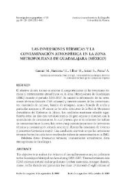 Las inversiones térmicas y la contaminación atmosférica en la Zona Metropolitana de Guadalajara (México) / García Guadalupe, Mario Enrique... [et.al.] | Biblioteca Virtual Miguel de Cervantes