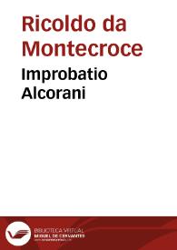 Improbatio Alcorani | Biblioteca Virtual Miguel de Cervantes