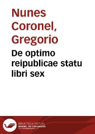 De optimo reipublicae statu libri sex | Biblioteca Virtual Miguel de Cervantes