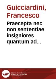 Praecepta nec non sententiae insigniores quantum ad imperandi rationem | Biblioteca Virtual Miguel de Cervantes