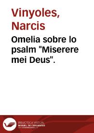 Omelia sobre lo psalm "Miserere mei Deus". | Biblioteca Virtual Miguel de Cervantes