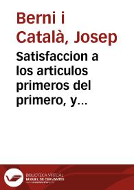 Satisfaccion a los articulos primeros del primero, y septimo tomos del Diario de los literatos de España | Biblioteca Virtual Miguel de Cervantes