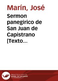 Sermon panegirico de San Juan de Capistrano : que en ... Capitulo General que el dia 28 de Mayo de 1768 celebró la religion de N.P.S. Francisco en ... Ciudad de Valencia | Biblioteca Virtual Miguel de Cervantes