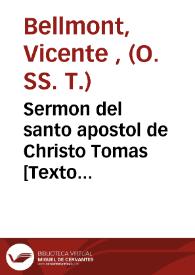 Sermon del santo apostol de Christo Tomas [Texto impreso] | Biblioteca Virtual Miguel de Cervantes