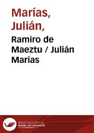 Ramiro de Maeztu / Julián Marías | Biblioteca Virtual Miguel de Cervantes