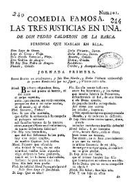 Las tres justicias en una / de don Pedro Calderon de la Barca | Biblioteca Virtual Miguel de Cervantes