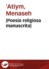 [Poesía religiosa manuscrita] | Biblioteca Virtual Miguel de Cervantes