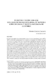 Escritura y mujer 1808-1838: los casos de Frasquita Larrea, Mª Manuela López de Ulloa y Vicenta Maturana de Gutiérrez / Marieta Cantos Casenave | Biblioteca Virtual Miguel de Cervantes