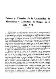 Priores y cónsules de la Universidad de Mercaderes y Consulado de Burgos en el siglo XVI / Manuel Basas | Biblioteca Virtual Miguel de Cervantes