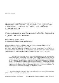 Realismo histórico y verosimilitud ficcional: a propósito de un extraño anti-héroe caballeresco / Rafael Manuel Mérida Jiménez | Biblioteca Virtual Miguel de Cervantes