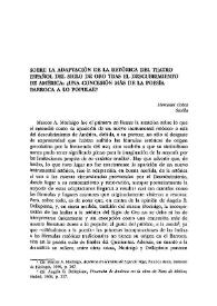 Sobre la adaptación de la retórica del teatro español del Siglo de Oro tras el descubrimiento de América: ¿una concesión más de la poesía barroca a lo popular? / Mercedes Cobos | Biblioteca Virtual Miguel de Cervantes