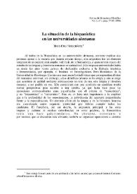 La situación de la hispanística en las universidades alemanas / Hans Jörg Neuschäfer | Biblioteca Virtual Miguel de Cervantes