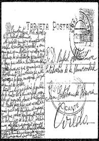 Tarjeta postal de [Francisco de las] Barras a Rafael Altamira. Constantina, 17 de agosto de 1907  | Biblioteca Virtual Miguel de Cervantes