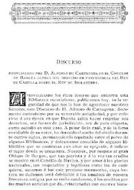 Discurso pronunciado por D. Alonso de Cartagena en el Concilio de Basilea acerca del derecho de precedencia del Rey de Castilla sobre el Rey de Inglaterra / Francisco Blanco García | Biblioteca Virtual Miguel de Cervantes