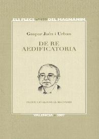 De re aedificatoria / Gaspar Jaén i Urban | Biblioteca Virtual Miguel de Cervantes