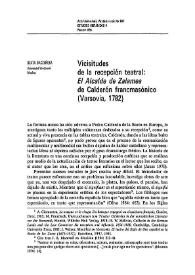 Vicisitudes de la recepción teatral: "El Alcalde de Zalamea" de Calderón francmasónico (Varsovia, 1782) / Beata Baczyńska | Biblioteca Virtual Miguel de Cervantes