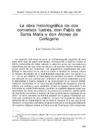 La obra historiográfica de dos conversos ilustres, don Pablo de Santa María y don Alonso de Cartagena / Luis Fernández Gallardo | Biblioteca Virtual Miguel de Cervantes