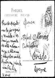 Tarjeta postal de Sánchez Díaz a Rafael Altamira. Nuremberg, 1908 | Biblioteca Virtual Miguel de Cervantes