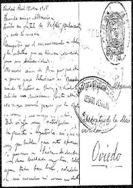 Tarjeta postal de A. Martínez a Rafael Altamira. Ciudad Real, 15 de noviembre de 1908 | Biblioteca Virtual Miguel de Cervantes