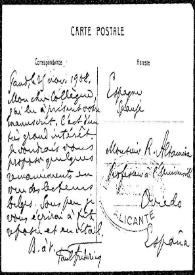 Tarjeta postal de Paul Fredericq a Rafael Altamira. Gante, 25 de noviembre de 1908 | Biblioteca Virtual Miguel de Cervantes