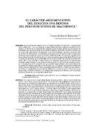 El carácter argumentativo del Derecho: una defensa del post-positivismo de MacCormick / Thomas da Rosa de Bustamante | Biblioteca Virtual Miguel de Cervantes