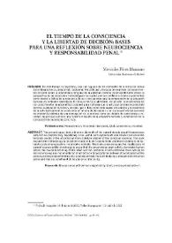 El tiempo de la consistencia y la libertad de decisión: bases para una reflexión sobre neurociencia y responsabilidad penal / Mercedes Pérez Manzano | Biblioteca Virtual Miguel de Cervantes