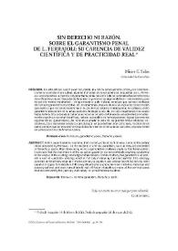 Sin derecho ni razón. Sobre el garantismo penal de L. Ferrajoli: su carencia de validez científica y de practicidad real / Minor E. Salas | Biblioteca Virtual Miguel de Cervantes